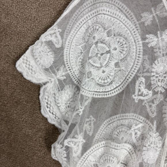 Vince Camuto Leaf Lace Topper Womens One Size OS White Sheer Lace V Neck NEW - Picture 4 of 10